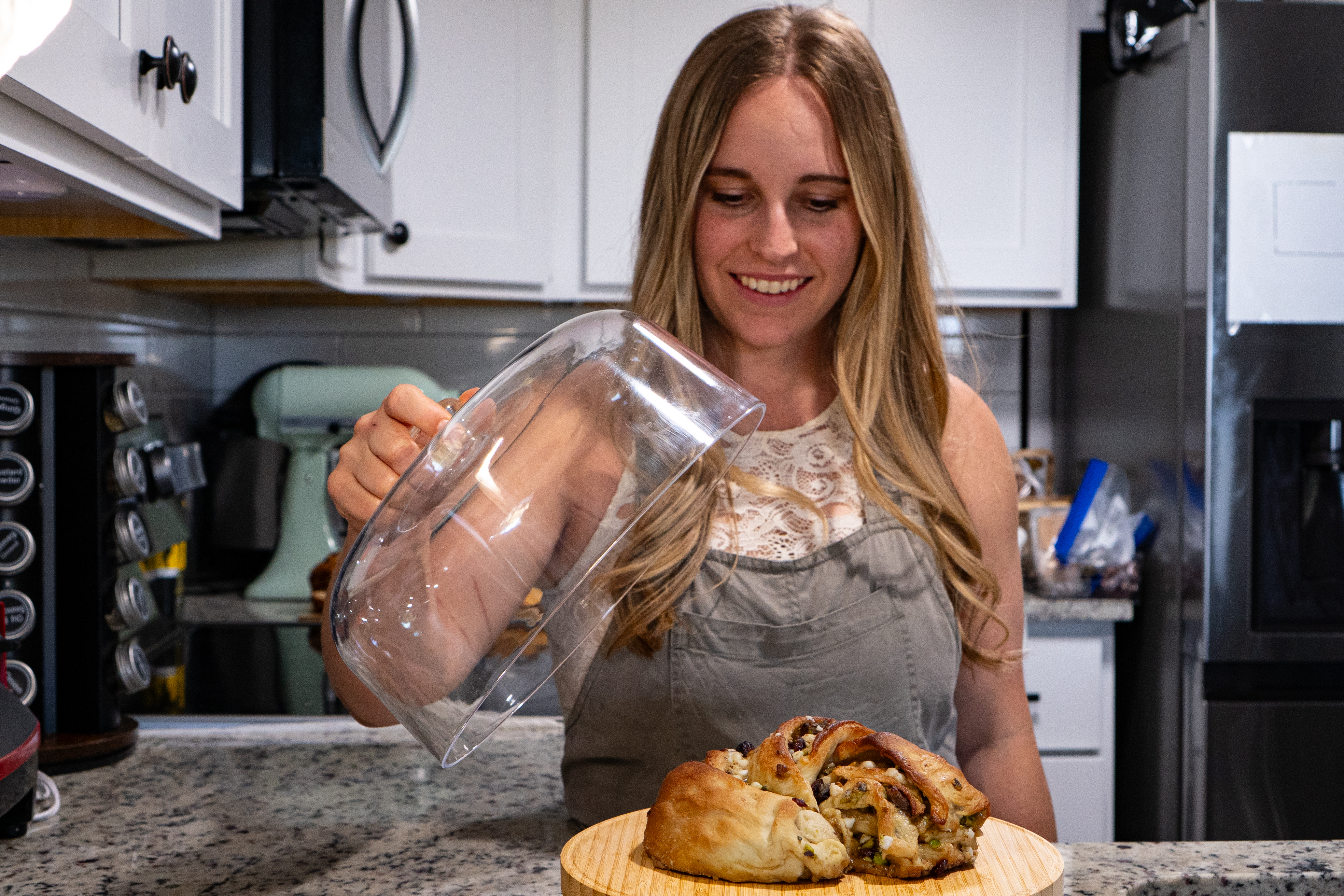 Ani baking in the kitchen